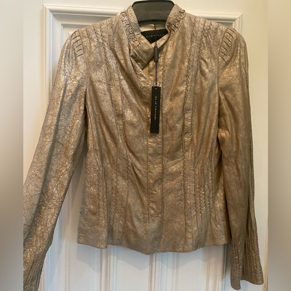 Elie Tahari runway leather jacket/blazer nwt size small